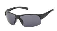 Load image into Gallery viewer, Sonnenbrille Sportbrille getönt 400 UV unten frameless gerade Bügel blau schwarz
