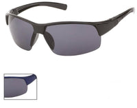 Load image into Gallery viewer, Sonnenbrille Sportbrille getönt 400 UV unten frameless gerade Bügel blau schwarz
