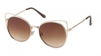 Load image into Gallery viewer, Sonnenbrille Cateye Metallgestell 400 UV getönt Flachgläser
