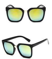 Load image into Gallery viewer, Sonnenbrille Cateye kantig 400UV Metallsteg schwarz bunt verspiegelt
