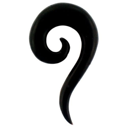 Tribal Buffalo Horn Piercing Expander, schwarze Thaispirale mit langgezogener Spitze, 12mm, Plug, Tunnel, Ohrhänger, Ohrstecker