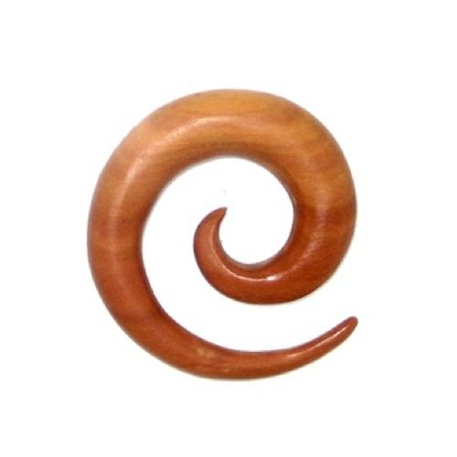 Tribal Holz Pircing Expander, hellbraune Spirale, handgeschnitzt aus Rosenholz, 10mm, Plug, Tunnel, Ohrhänger, Ohrstecker