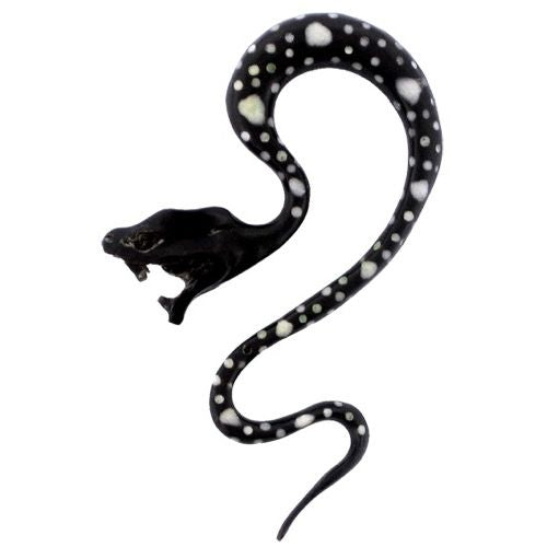 Tribal Buffalo Horn Piercing Expander, schwarze Viper-Schlange mit weißen Punkten, 6mm, Plug, Tunnel, Ohrring, Ohrhänger, Ohrstecker