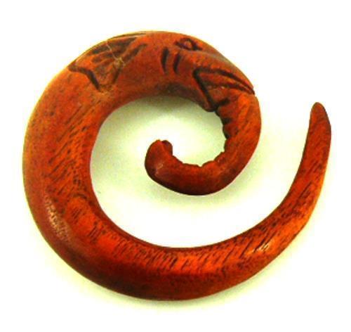 Spirale Elefant Tribal Piercing Holz Unisex Expander handgeschnitzt Organic