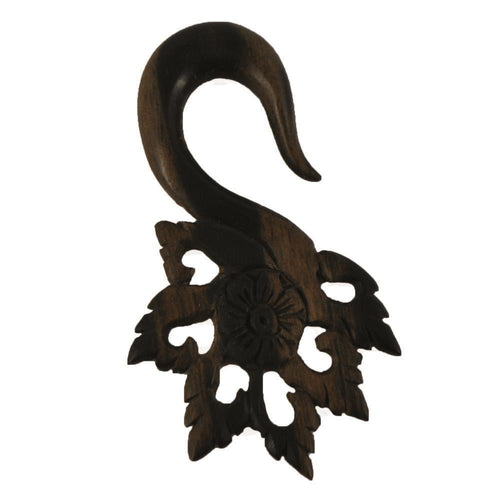 Piercing Holz sono wood Blüte gebogen gemasert Ohrstecker Expander handgeschnitzt