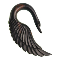Load image into Gallery viewer, Piercing Holz ebony wood Schwan Hals gebogen Flügel Ohrstecker Expander handgeschnitzt
