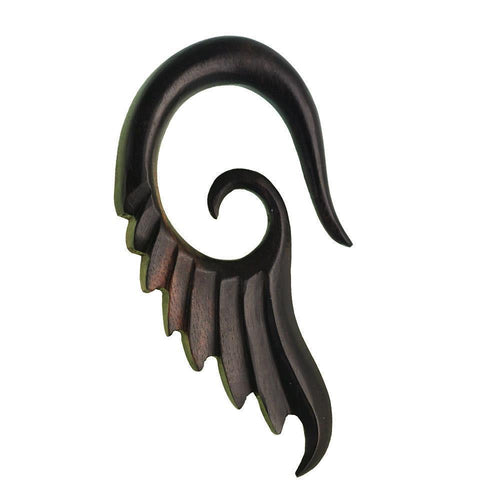 Piercing Holz ebony wood Flügel Ohrstecker Expander handgeschnitzt