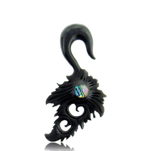 Hook Buffalo Horn Piercing Expander Paua Abalone Muschel Inlay filigran Handarbeit
