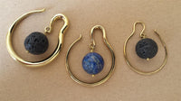 Load image into Gallery viewer, Ohr Piercing Brass gold antik Stein Kugel Lavastein Bogen 1.2mm 4mm 6mm
