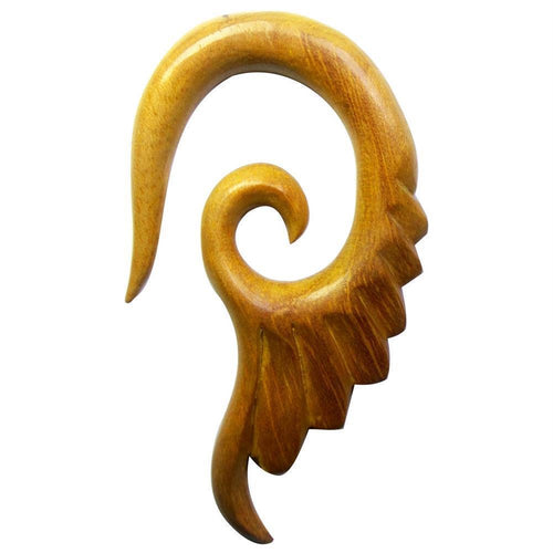 Piercing Holz Jack fruit wood Flügel Ohrstecker Expander handgeschnitzt