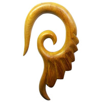 Load image into Gallery viewer, Piercing Holz Jack fruit wood Flügel Ohrstecker Expander handgeschnitzt
