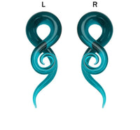Load image into Gallery viewer, Piercing Feuerglas Spiral Taper blau Dehnschnecke 30g
