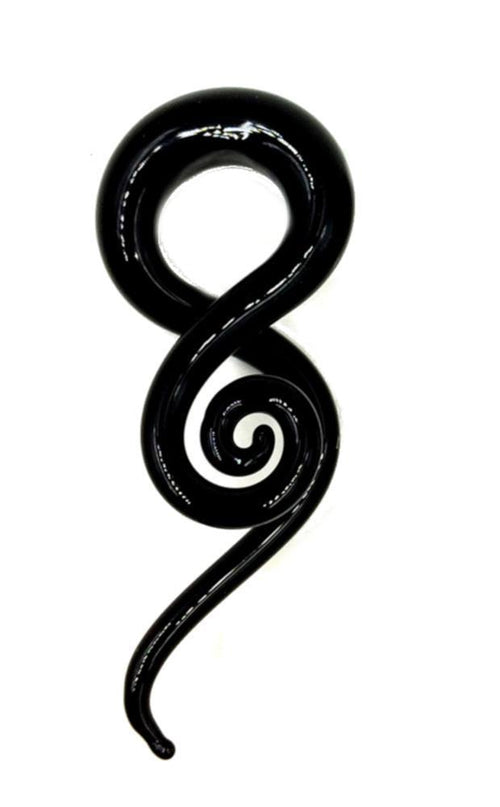 Piercing Feuerglas Spiral Taper schwarz Dehnschnecke 30g