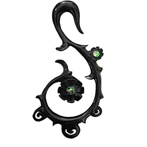 Horn Piercing Dehnschnecke Abalone Inlay Blume Spirale