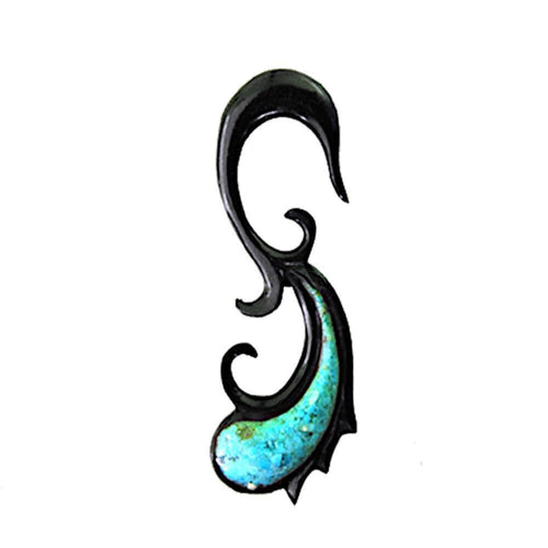 Horn Piercing Dehnschnecke Türkis Inlay Träne Mini Hook