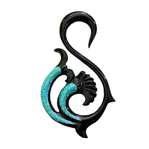 Horn Piercing Dehnspirale Türkis Inlay Fishtail Schwan