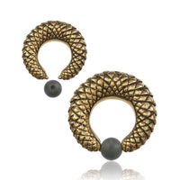 Cargar imagen en el visor de la galería, Gummi Klemmkugel Ring Messing Piercing Gitter
