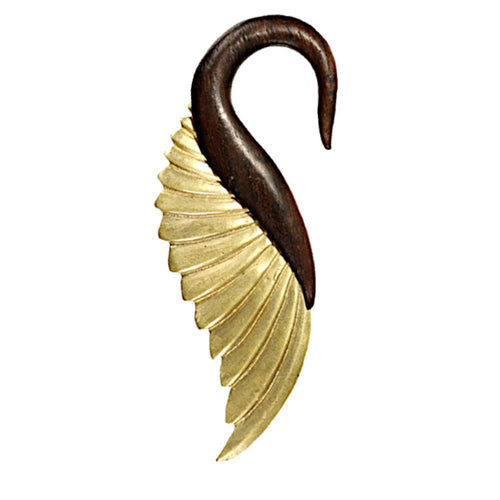 Piercing Hook Schwan Dehnschnecke aus Narraholz Brass