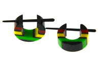 Load image into Gallery viewer, Pin Creolen Stick Ohrringe Acryl Rasta Farben 1.6mm
