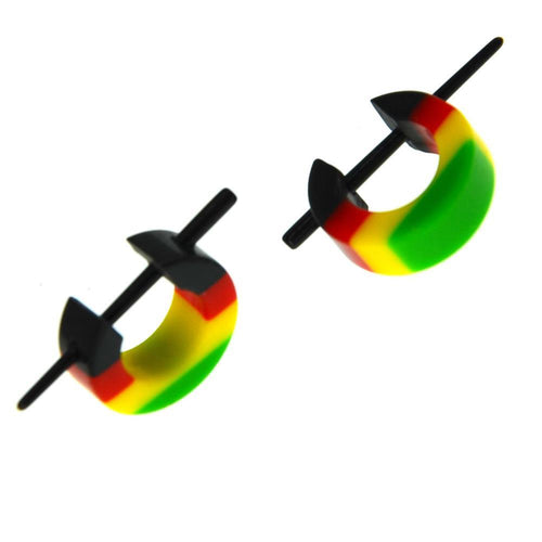 Pin Creolen Stick Ohrringe Acryl Rasta Farben 1.6mm