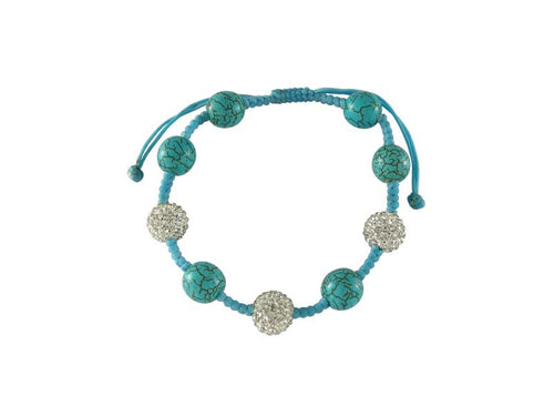Glitzerkugel Armband Kristall weiß Türkis türkis Kugeln Perlen Damen Schmuck
