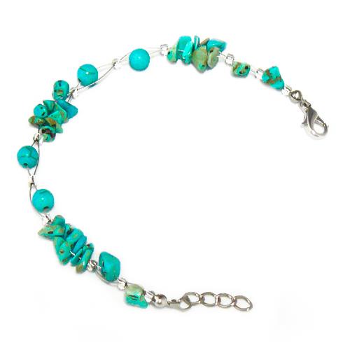 Steinsplitter Türkis Steinkugel Armband Bündel Damen Karabinerverschluss nickelfrei 19cm-22cm