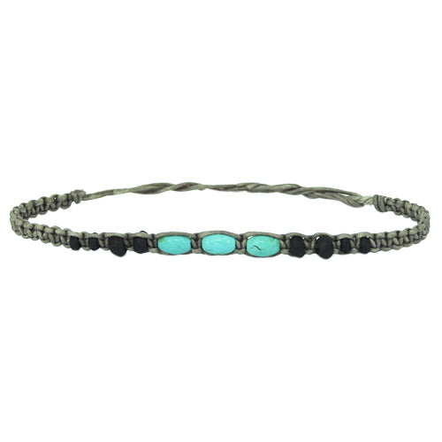 Armband hellbraun Baumwolle gewachst braun Holzperlen türkis Howlith Perlen handgefädelt unisex