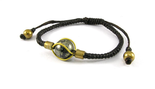 Designer Armbänder Brass Kugel schwarz Messing Armband Baumwolle gewachst Unisex