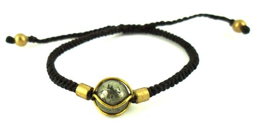 Designer Armbänder Brass Kugel braun Messing Armband Baumwolle gewachst Unisex