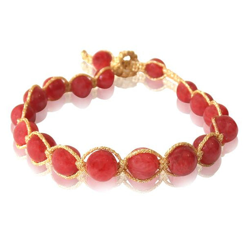 Designer Seidenfaden Armband rot gold Edelsteine Armbänder verstellbar