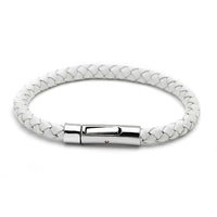 Load image into Gallery viewer, Ein rund geflochtenes Lederarmband mit Knopfverschluss, unisex und nickelfrei, aus der Kollektion "Lederarmbänder rund geflochten Farben", auf weißem Hintergrund präsentiert.
