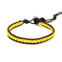 Load image into Gallery viewer, Handmade Lederarmbänder with brightly colored gefärbt Achat Perlen, brown leather cords, and a verstellbarer Knotenverschluss, unisex design.
