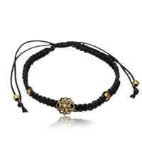 Load image into Gallery viewer, Armband Nylon verstellbar schwarz Messing Buttons antik golden Motive
