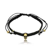 Load image into Gallery viewer, Armband Nylon verstellbar schwarz Messing Buttons antik golden Motive
