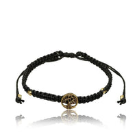 Load image into Gallery viewer, Armband Nylon verstellbar schwarz Messing Buttons antik golden Motive
