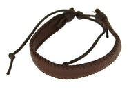 Load image into Gallery viewer, Lederarmband 10mm breit Naht Baumwolle verstellbar
