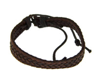 Load image into Gallery viewer, Lederarmband 10mm breit geflochten Baumwolle verstellbar
