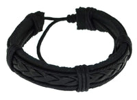 Cargar imagen en el visor de la galería, Leder Armband schwarz braun breit umwickelt verstellbar
