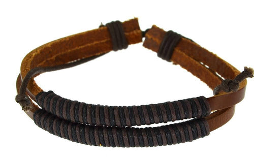 Leder Armband zweilagig verstellbar umwickelt Schnur