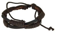 Load image into Gallery viewer, Leder Armband zweilagig verstellbar umwickelt Schnur
