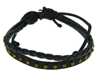 Load image into Gallery viewer, Leder Armband verstellbar geflochten Brass Nieten
