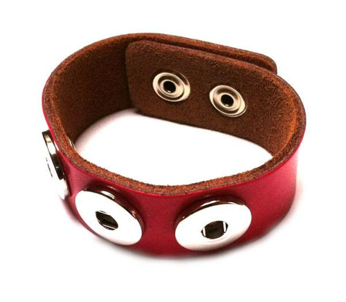 Lederarmband mit Buttons für Chunks Leder Armband Unisex Schmuck Knöpfe Armbänder rot