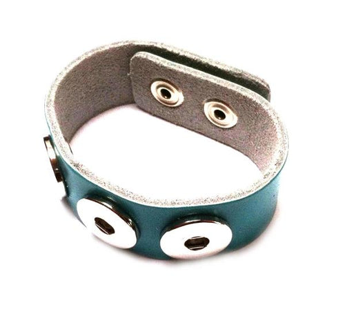 Lederarmband mit Buttons für Chunks Leder Armband Unisex Schmuck Druckknöpfe Armbänder türkis
