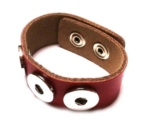 Lederarmband rotbraun Buttons für Chunks Leder Schmuck Druckknöpfe Armbänder