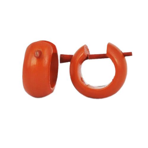 Holzcreolen Pin-Ohrringe Pin-Creolen Kokosholz Harz Damen Schmuck Orange