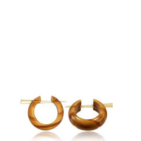 Load image into Gallery viewer, Holz Pin Creolen Olivenholz Horn-Pin hell gemasert handgefertigt

