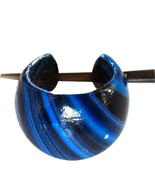 Holzcreolen Pin-Ohrringe Pin-Creolen Kokosholz Harz Damen Schmuck Blau Schwarz