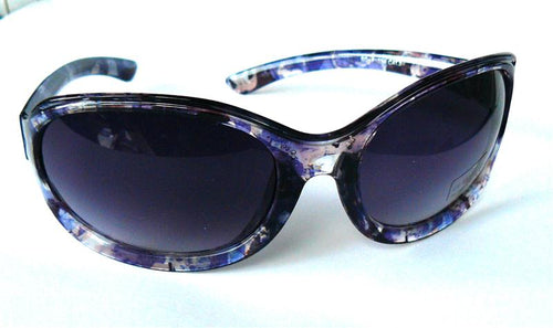Damen Sonnenbrille groß abgerundete Gläser getönt lila transparent gemustert