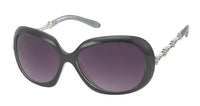 Load image into Gallery viewer, Die Sonnenbrille Damen Zirkonia Blumen im Glamour Style überzeugt mit übergroßem Design, getönten 400UV-Gläsern und stilvollen silbernen Akzenten an den Bügeln.
