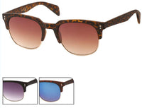 Load image into Gallery viewer, Sonnenbrille Metall 400 UV breit Bügel Steg Gläser trapezförmig Pünktchen Print
